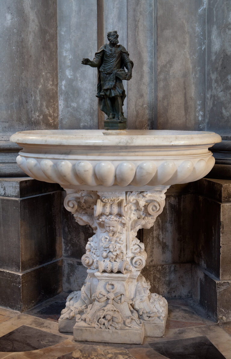Holy Water Font with bronze statue of Saint Mark, Basilica di Santa Maria della Salute
